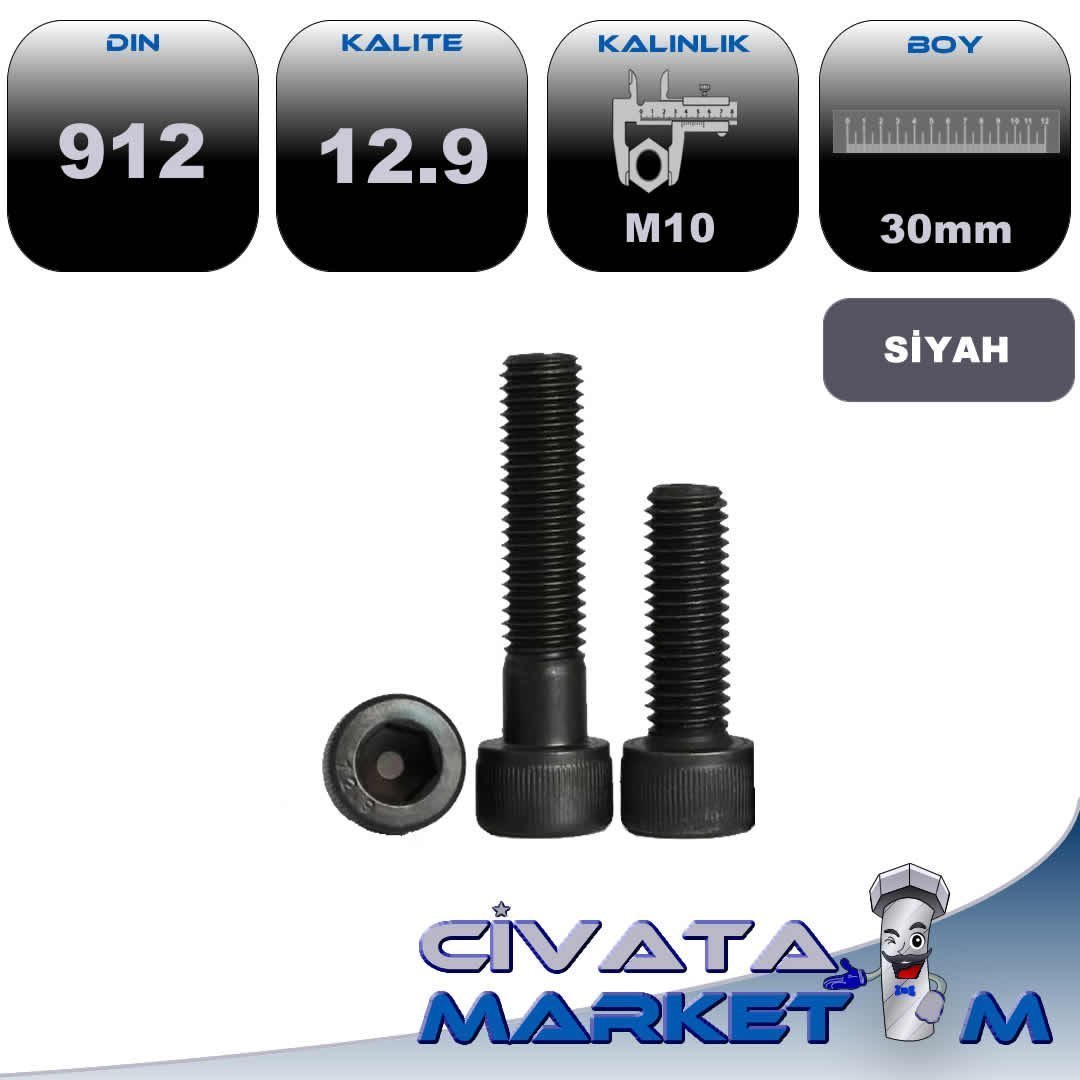 M10*30 İMBUS CİVATA DIN 912 12.9