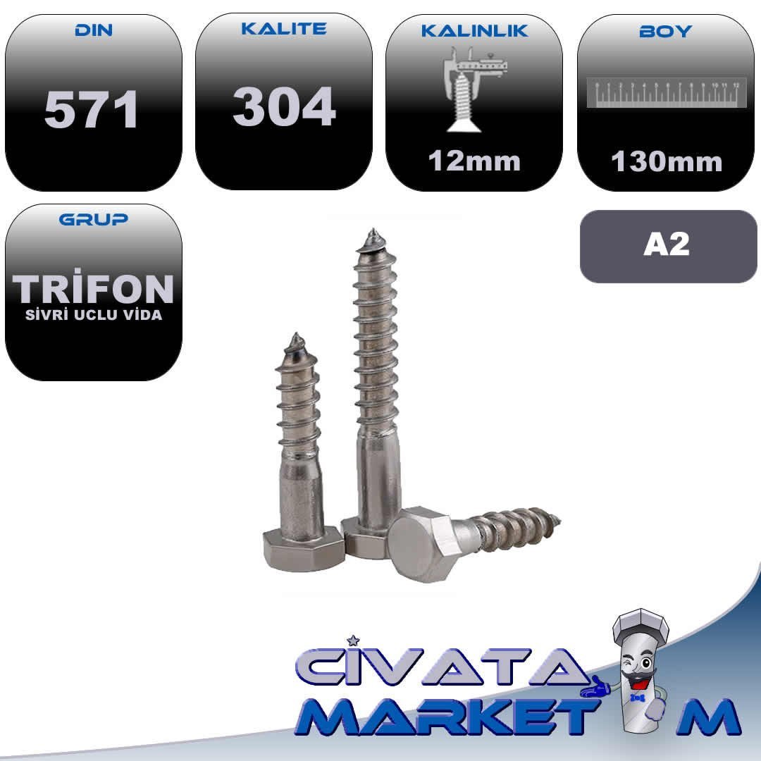 12*130 TRİFON VİDA A2 304