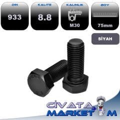 M30*75 ANAHTAR BAŞ TAM DİŞ CİVATA 8,8  SİYAH