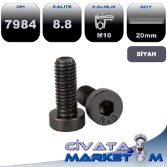 M10*20 İNCE KAFA İMBUS SİYAH 8.8