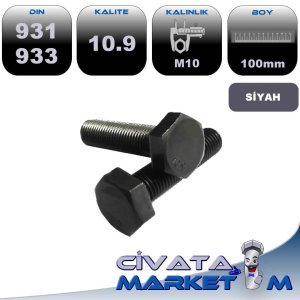 M10*100 ANAHTAR BAŞ CİVATA DIN 931-933 10,9